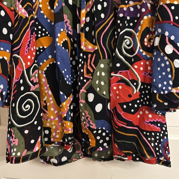 Farm Rio Pleated Sea Animals Black Blouse size Small - Picture 2 of 12